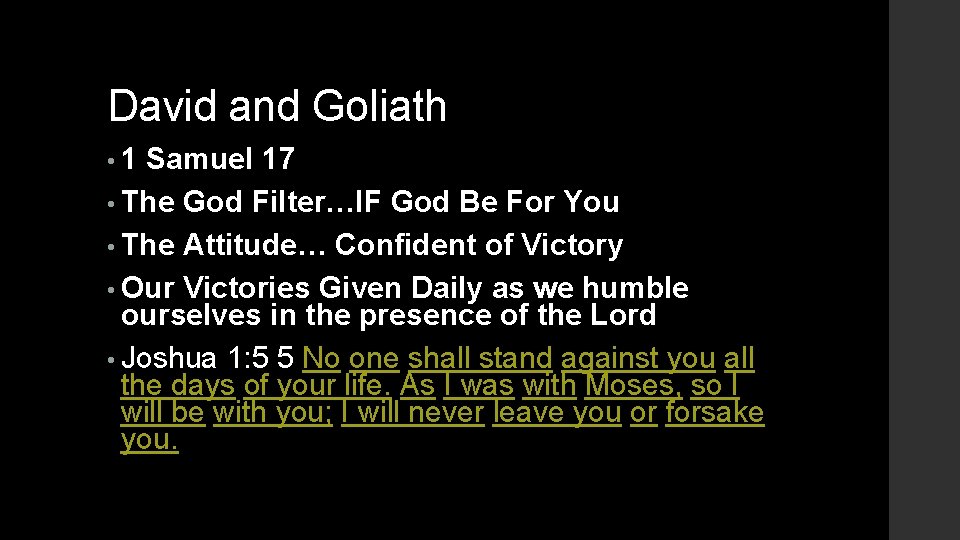 David and Goliath • 1 Samuel 17 • The God Filter…IF God Be For