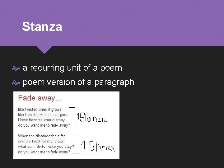Stanza a recurring unit of a poem version of a paragraph 