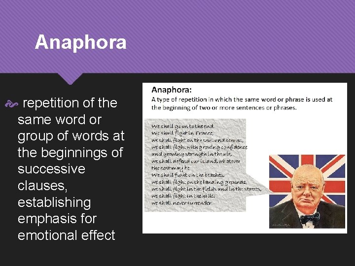 Anaphora repetition of the same word or group of words at the beginnings of