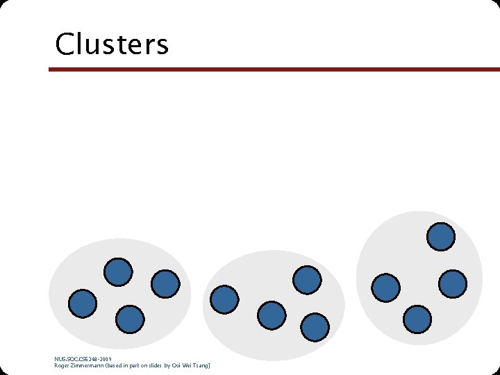 Clusters NUS. SOC. CS 5248 -2009 Roger Zimmermann (based in part on slides by