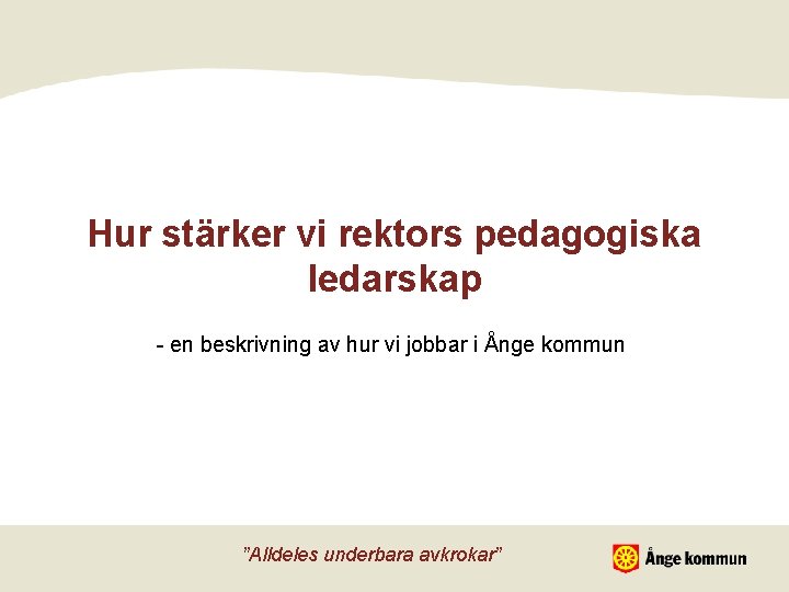 Hur stärker vi rektors pedagogiska ledarskap - en beskrivning av hur vi jobbar i