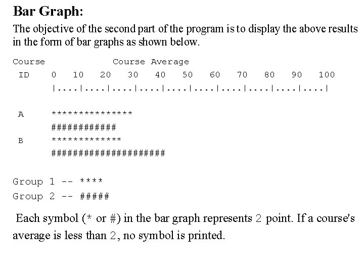 Bar Graph: The objective of the second part of the program is to display