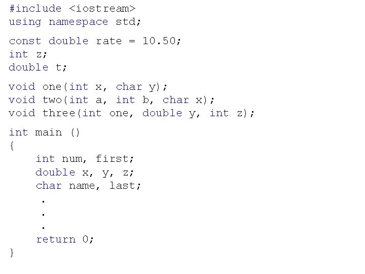 #include <iostream> using namespace std; const double rate = 10. 50; int z; double