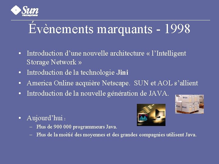 Évènements marquants - 1998 • Introduction d’une nouvelle architecture « l’Intelligent Storage Network »