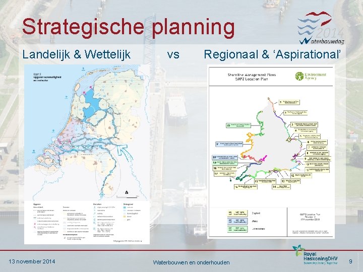 Strategische planning Landelijk & Wettelijk 13 november 2014 vs Regionaal & ‘Aspirational’ Waterbouwen en