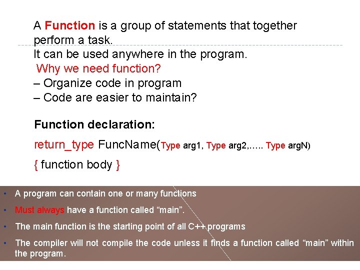 CSC 1201 Programming Language 2 Functions 1 A