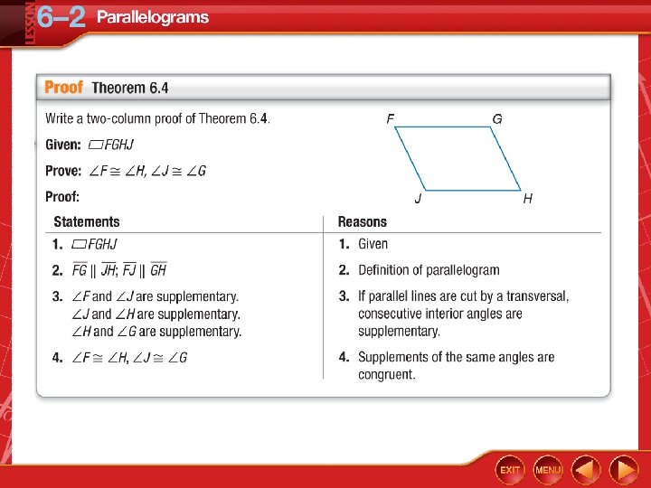 LESSON 6 2 Parallelograms FiveMinute Check over Lesson