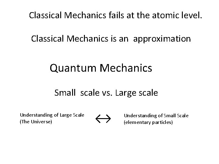 Classical Mechanics fails at the atomic level. Classical Mechanics is an approximation Quantum Mechanics