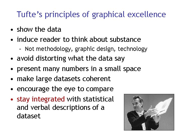 Tufte’s principles of graphical excellence • show the data • induce reader to think