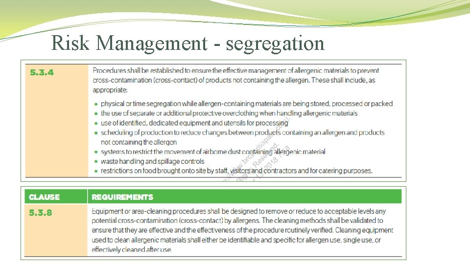 Risk Management - segregation 