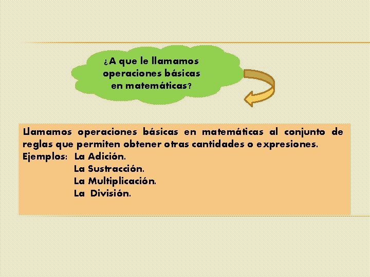 ¿A que le llamamos operaciones básicas en matemáticas? Llamamos operaciones básicas en matemáticas al