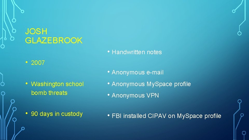 JOSH GLAZEBROOK • Handwritten notes • 2007 • Washington school bomb threats • Anonymous JOSH GLAZEBROOK • Handwritten notes • 2007 • Washington school bomb threats • Anonymous