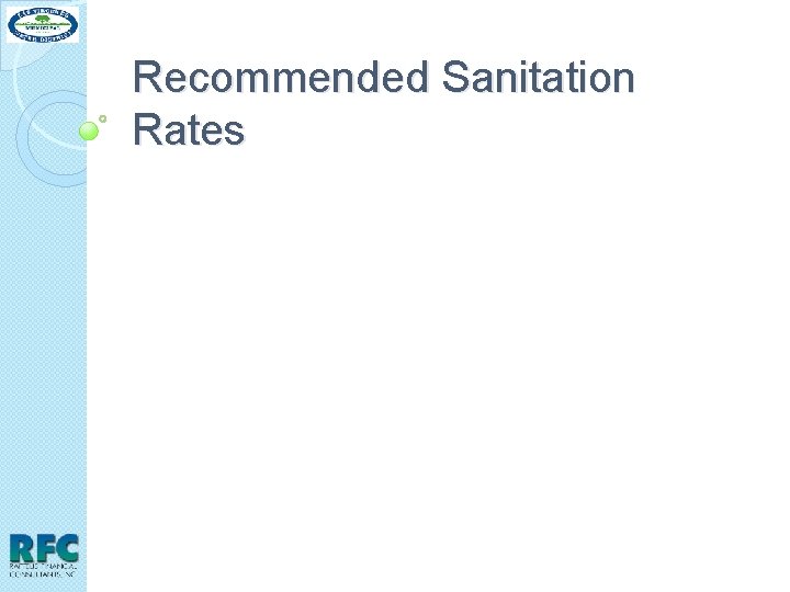 Recommended Sanitation Rates 