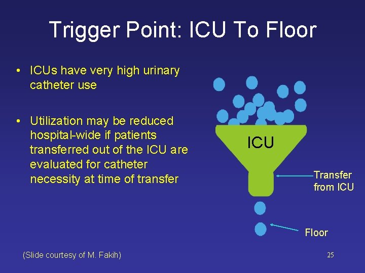 Trigger Point: ICU To Floor • ICUs have very high urinary catheter use •