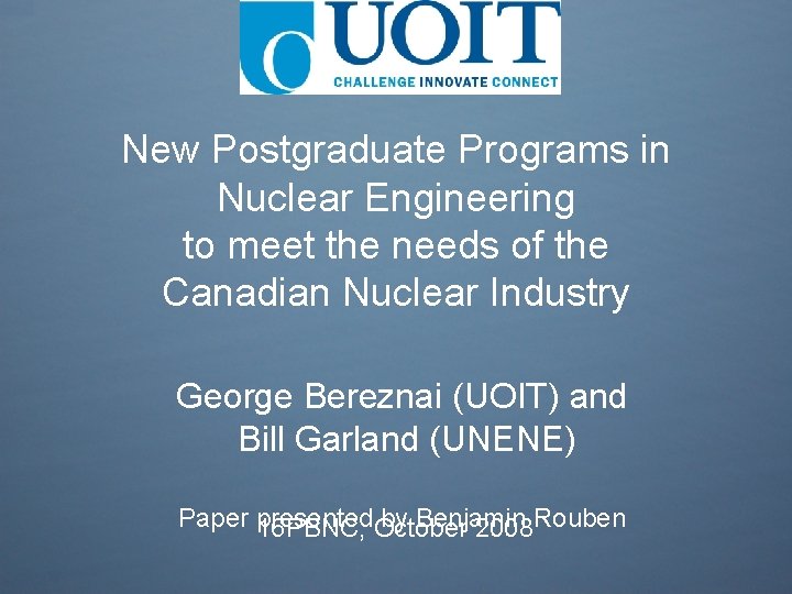 New Postgraduate Programs in Nuclear Engineering to meet
