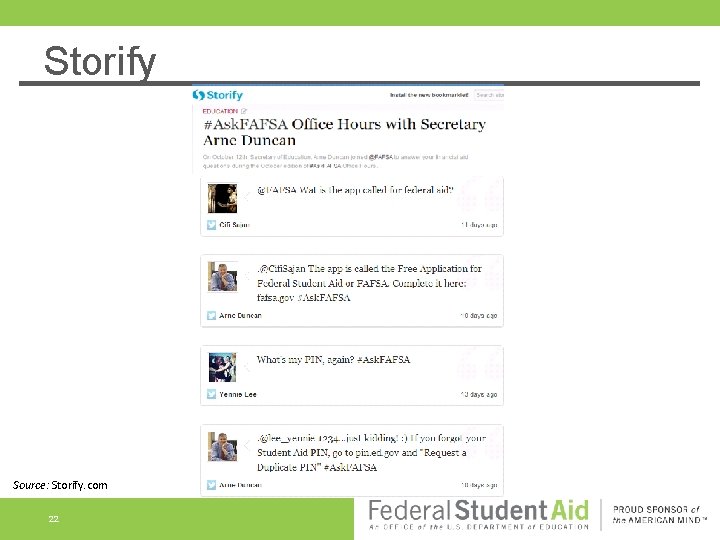 Storify Source: Storify. com 22 