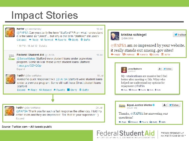 Impact Stories Source: Twitter. com – All tweets public 