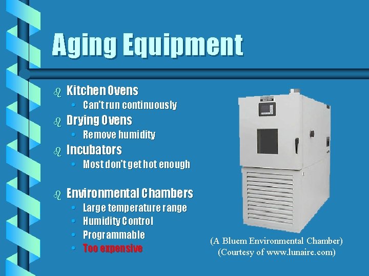Aging Equipment b Kitchen Ovens • Can’t run continuously b Drying Ovens • Remove