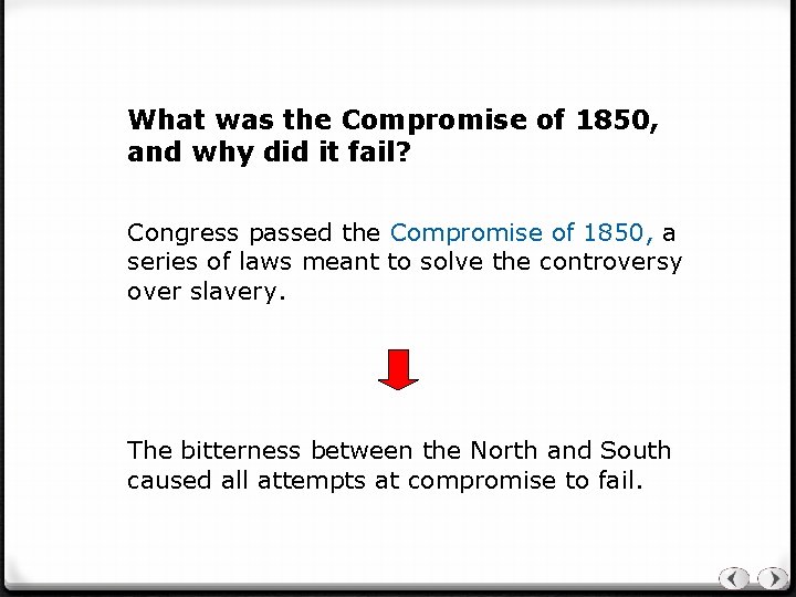 What was the Compromise of 1850, and why did it fail? Congress passed the