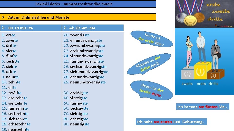 Numrat Rreshtor DEUTSCHE SPRACHE Lektion 8 Thema So ein Pech