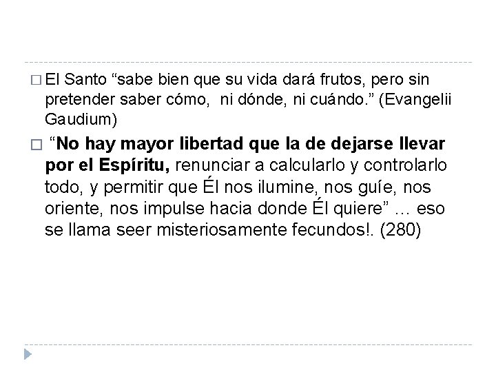 � El Santo “sabe bien que su vida dará frutos, pero sin pretender saber