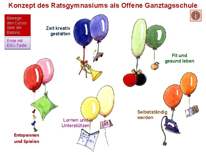 Konzept des Ratsgymnasiums als Offene Ganztagsschule Bewege den Cursor über die Ballons. Zeit kreativ