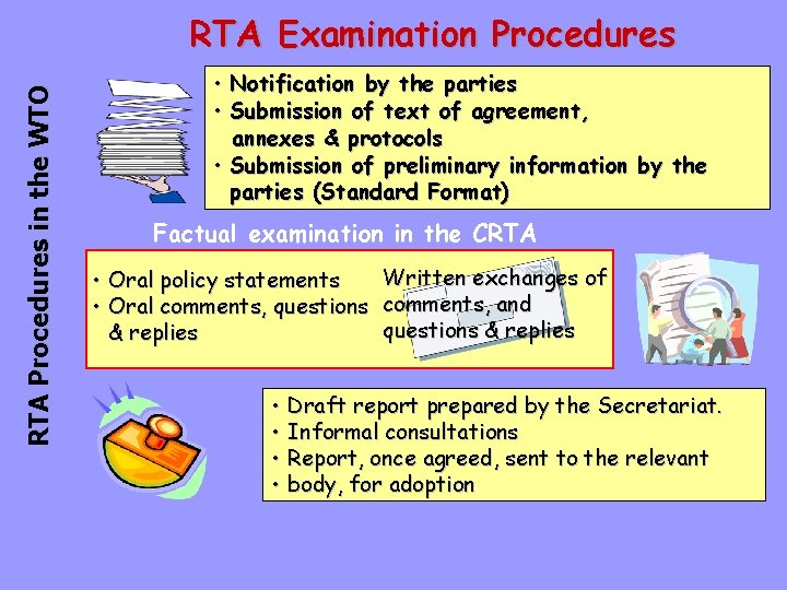 RTA Procedures in the WTO RTA Examination Procedures • Notification by the parties •