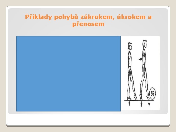 Příklady pohybů zákrokem, úkrokem a přenosem 