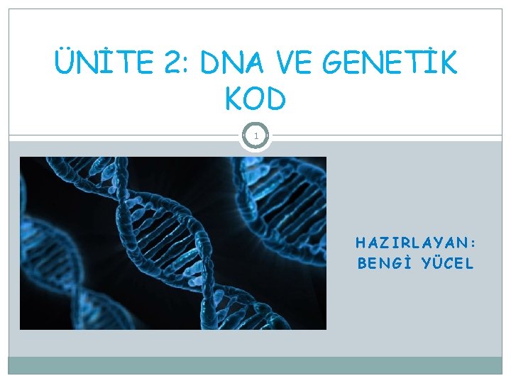 ÜNİTE 2: DNA VE GENETİK KOD 1 HAZIRLAYAN: BENGİ YÜCEL 