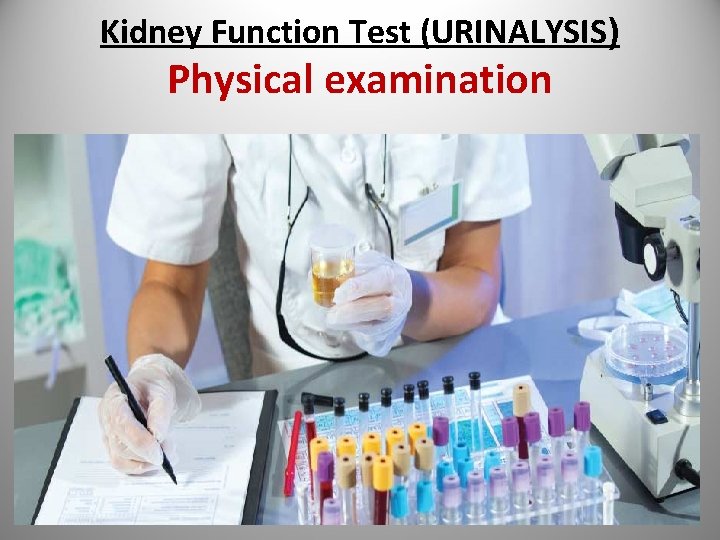 Kidney Function Test (URINALYSIS) Physical examination 