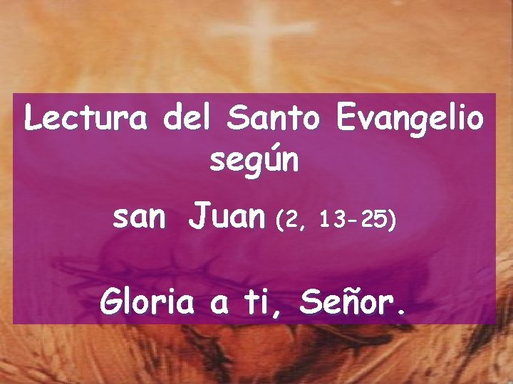 Evangelio segn San Juan 2 13 25 Lectura
