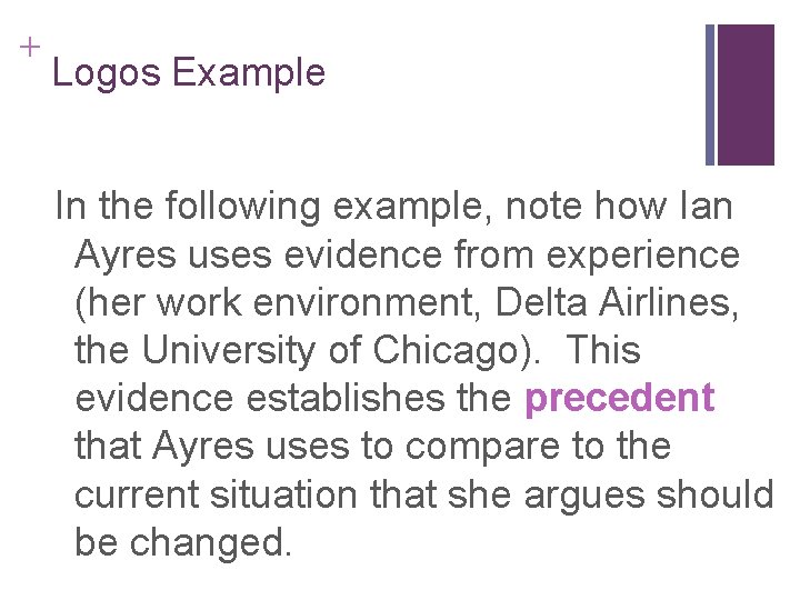 + Logos Example In the following example, note how Ian Ayres uses evidence from + Logos Example In the following example, note how Ian Ayres uses evidence from
