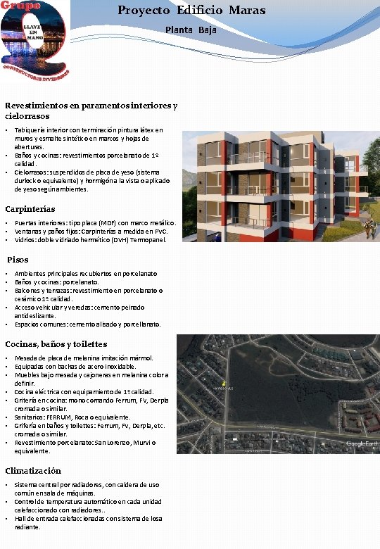 Proyecto Edificio Maras Planta Baja Revestimientos en paramentos interiores y cielorrasos • Tabiquería interior