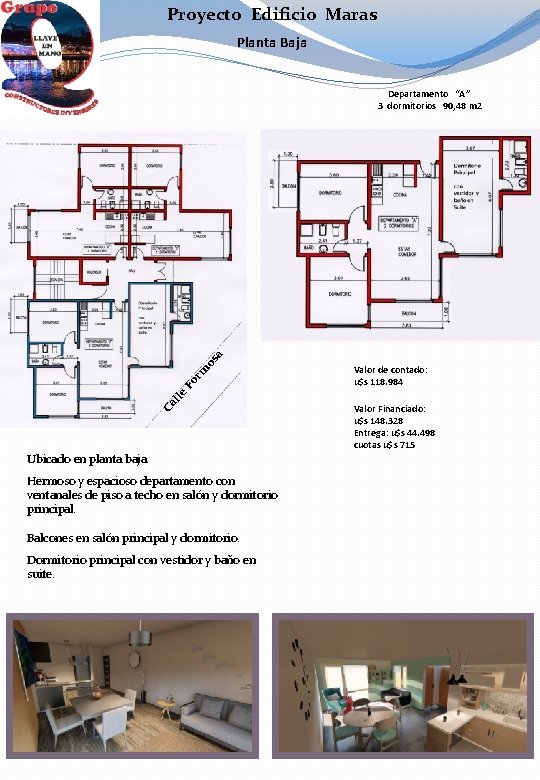 Proyecto Edificio Maras Planta Baja Ca lle Fo rm os a Departamento “A” 3