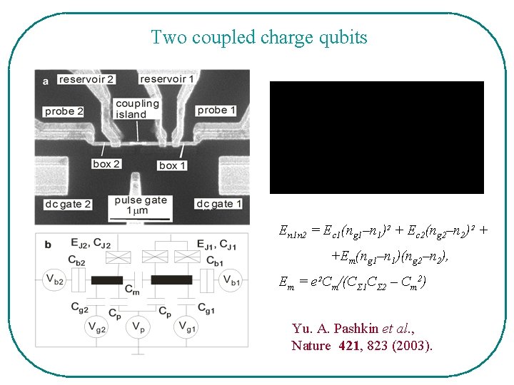 Two coupled charge qubits En 1 n 2 = Ec 1(ng 1–n 1)² +