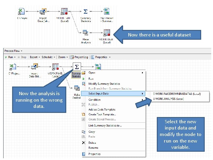 Now there is a useful dataset Now the analysis is running on the wrong