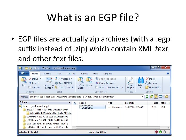 What is an EGP file? • EGP files are actually zip archives (with a.