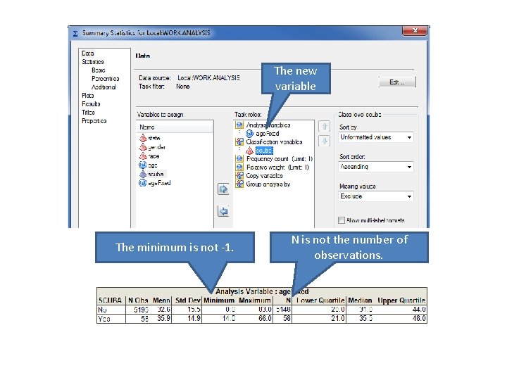 The new variable The minimum is not -1. N is not the number of