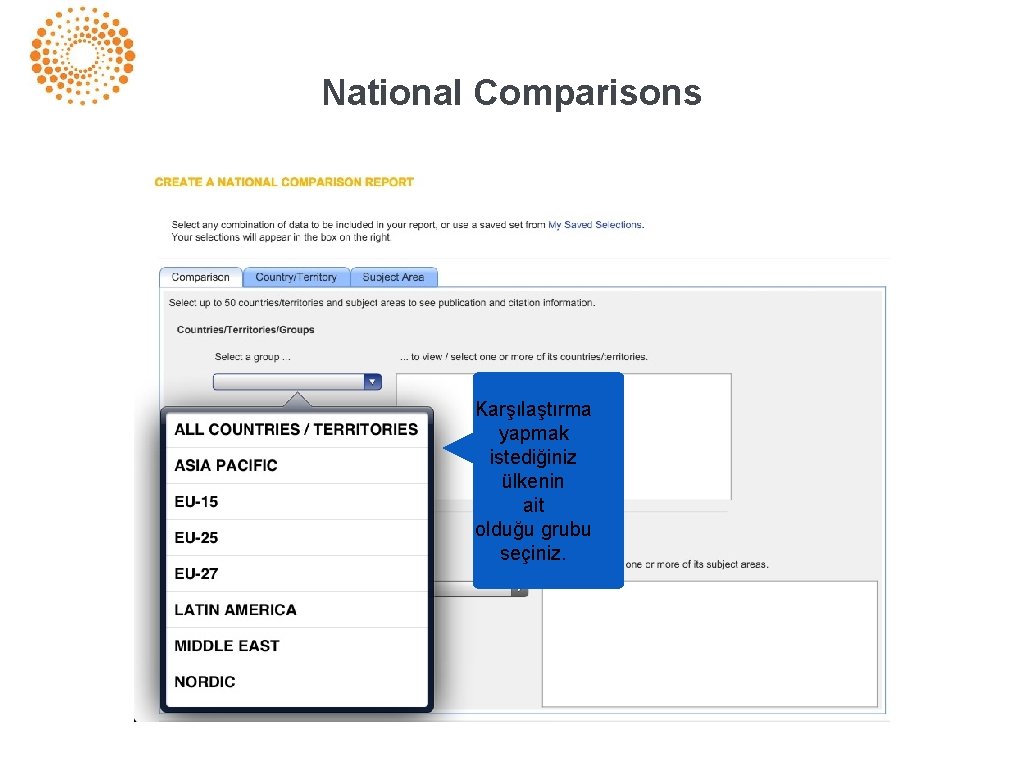 National Comparisons Karşılaştırma yapmak istediğiniz ülkenin ait olduğu grubu seçiniz. 