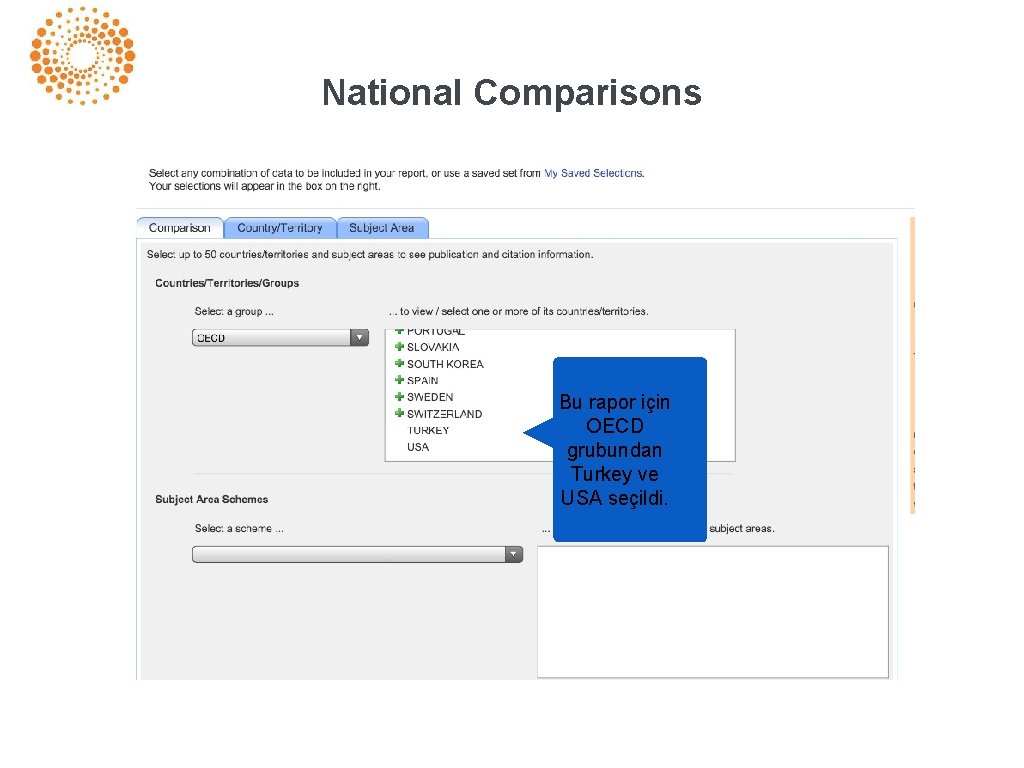 National Comparisons Bu rapor için OECD grubundan Turkey ve USA seçildi. 