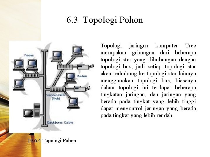 6. 3 Topologi Pohon Topologi jaringan komputer Tree merupakan gabungan dari beberapa topologi star