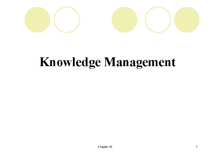 Knowledge Management Chapter 10 1 