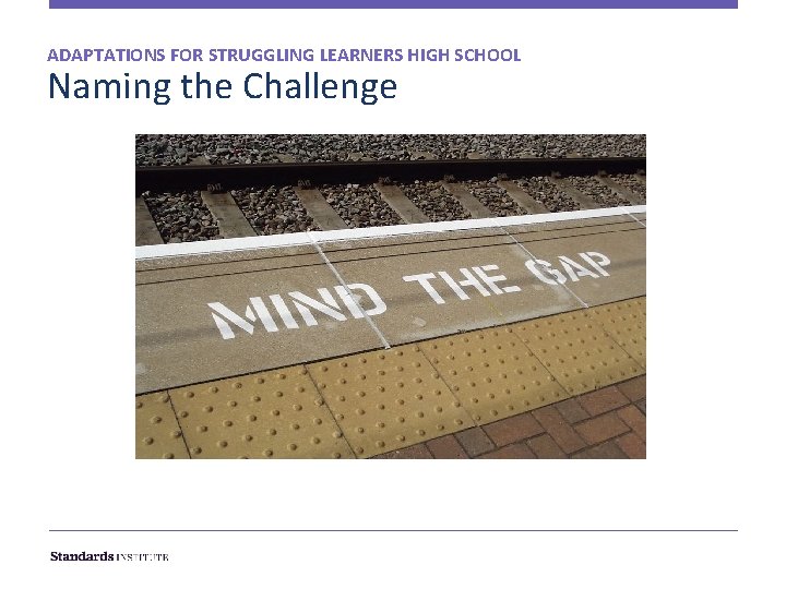 ADAPTATIONS FOR STRUGGLING LEARNERS HIGH SCHOOL Naming the Challenge What percentage of your students