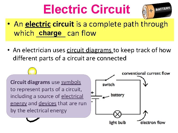 Electric Circuit • An electric circuit is a complete path through charge can flow