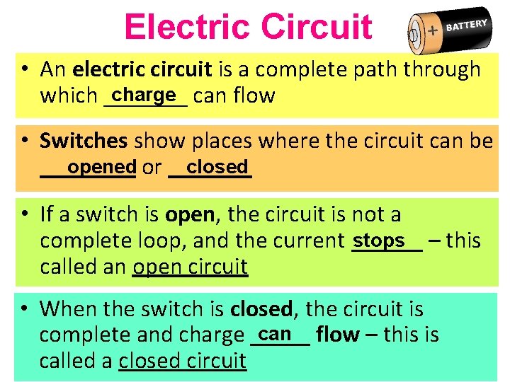 Electric Circuit • An electric circuit is a complete path through charge can flow