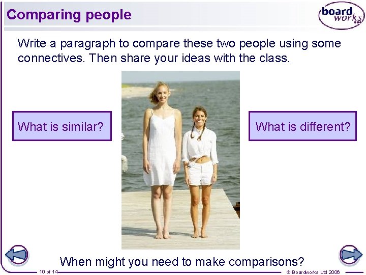 Comparing people Write a paragraph to compare these two people using some connectives. Then