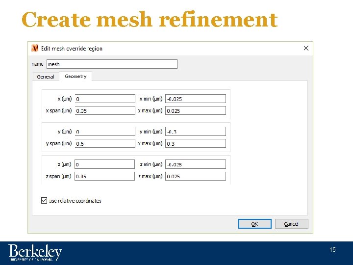 Create mesh refinement 15 