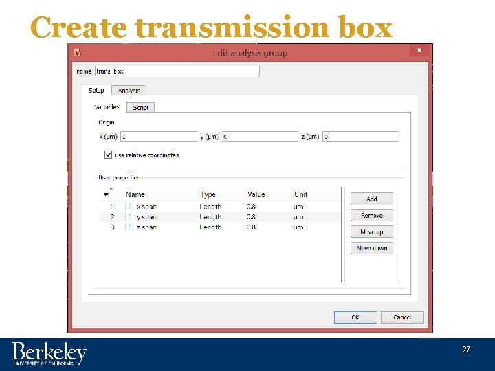 Create transmission box 27 