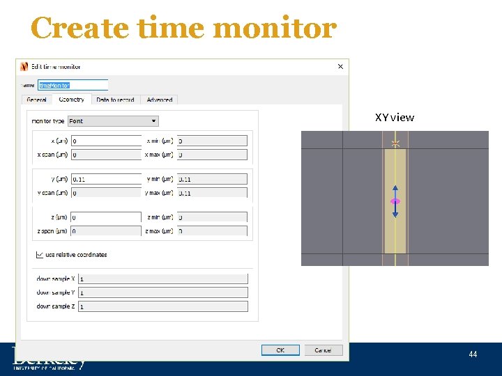 Create time monitor XY view 44 