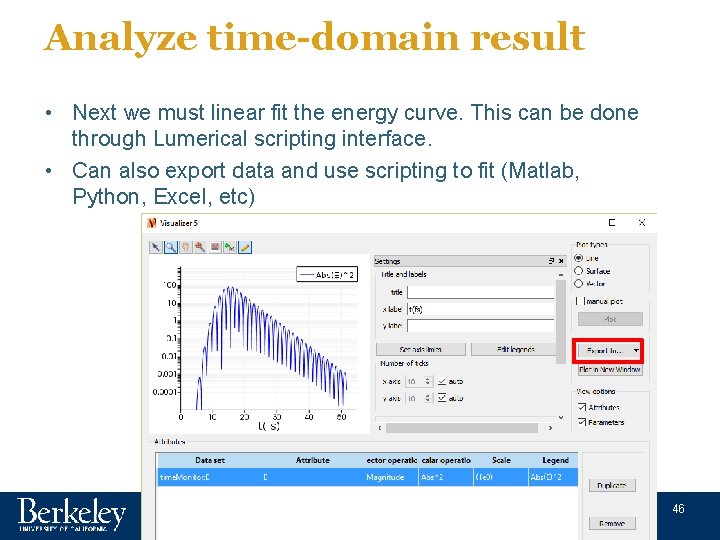 Analyze time-domain result • Next we must linear fit the energy curve. This can